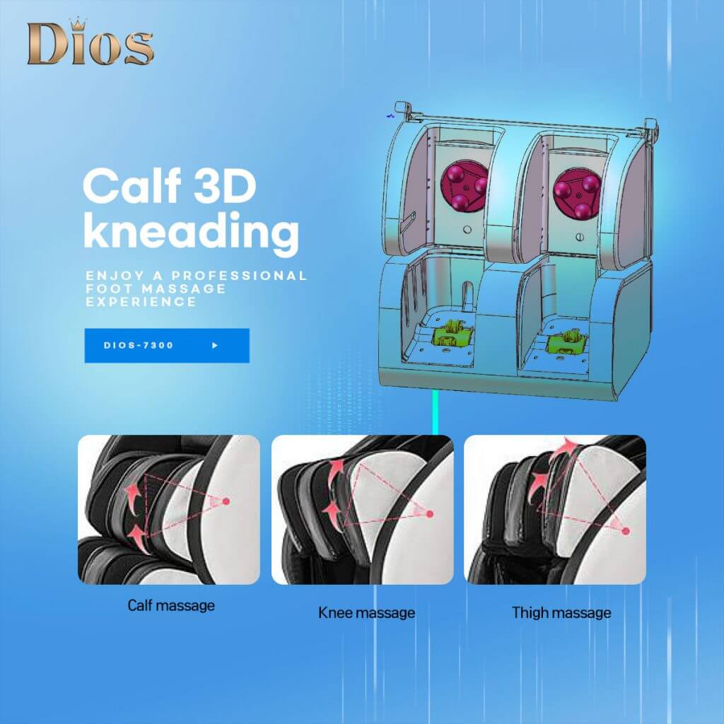 Dios DI08-7300 Calf 3D Kneading Massage Chair with calf, knee, and thigh massage features