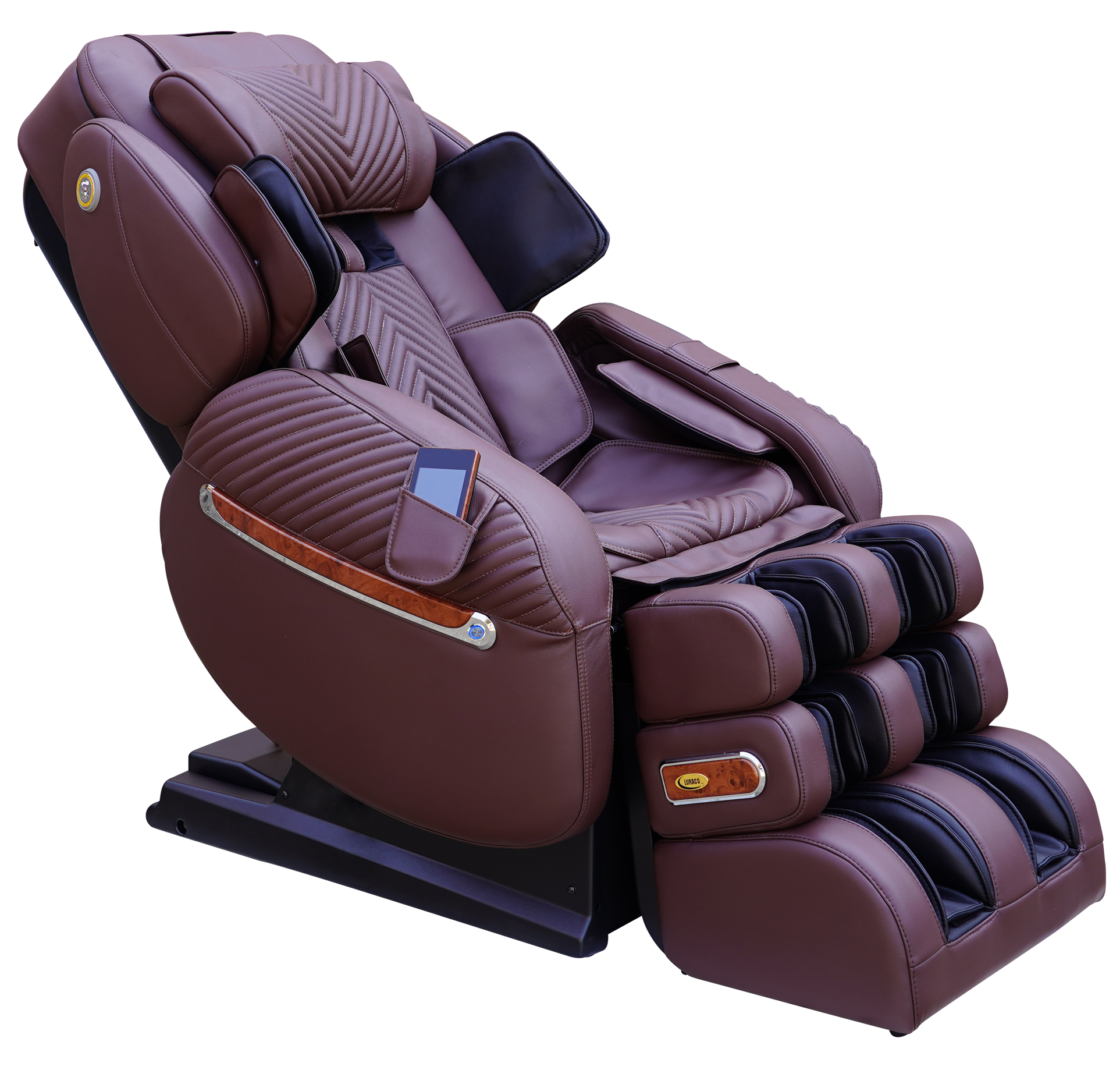 Luraco iRobotics 9 Max Plus massage chair showcasing advanced 3D SL-Track design and easy-entry armrests.