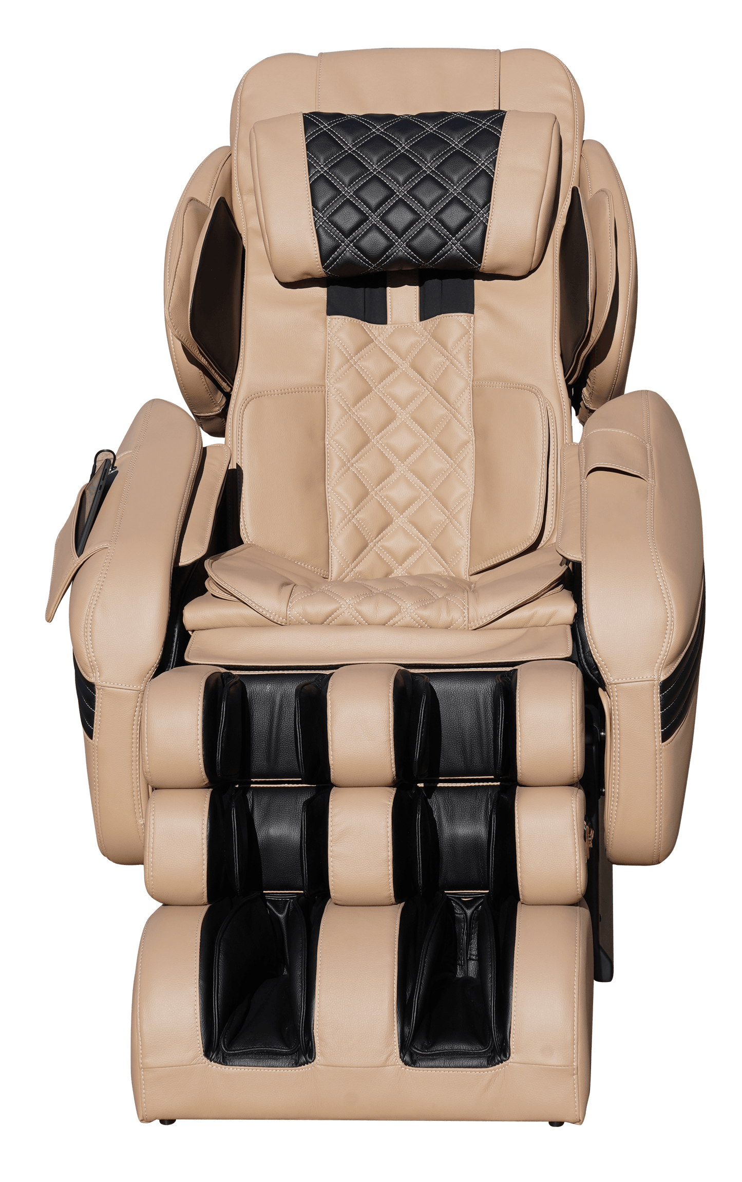 Luraco Model 3 Hybrid-SL massage chair in beige and black, featuring advanced 3D SL-Track technology.