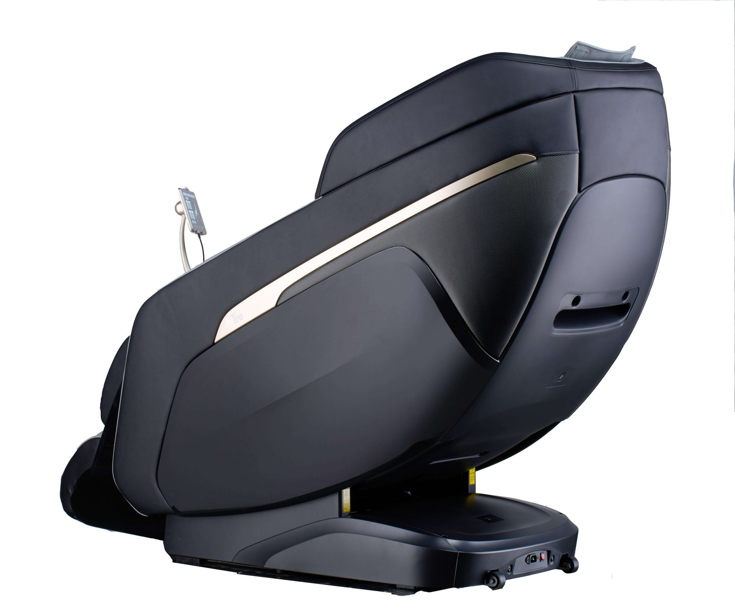 TRU Iconic 4D Massage Chair in sleek black design, showcasing a compact and modern style for ultimate home relaxation.