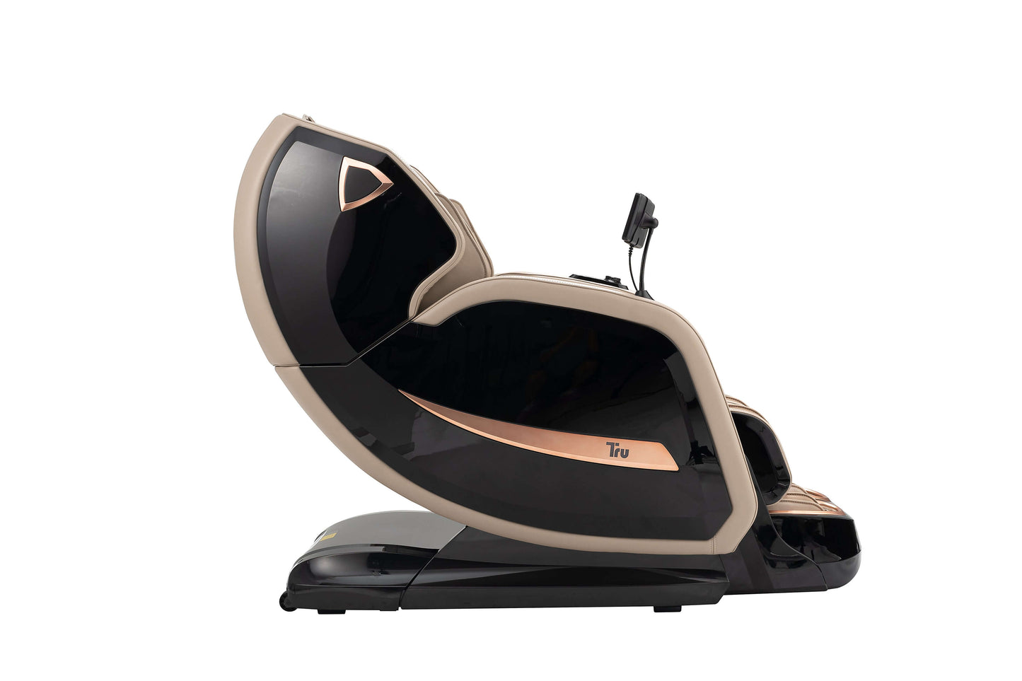Tru Symphony Plus 4D Massage Chair in sleek black and gold design, highlighting its ergonomic features and advanced technology.